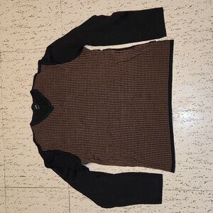 Hugo Boss Black And Brown Knit Mercerised Cotton V-Neck Pullover Sweater